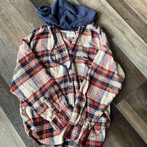 American Eagle Hooded Flannel / Plaid Button Shirt